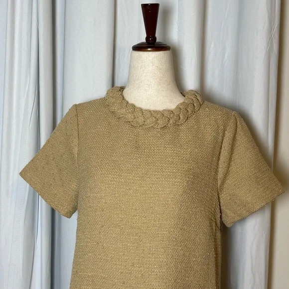 Tuckernuck Jackie Tweed Shift Dress Croissant Tan Preppy Womens Small - Picture 6 of 16